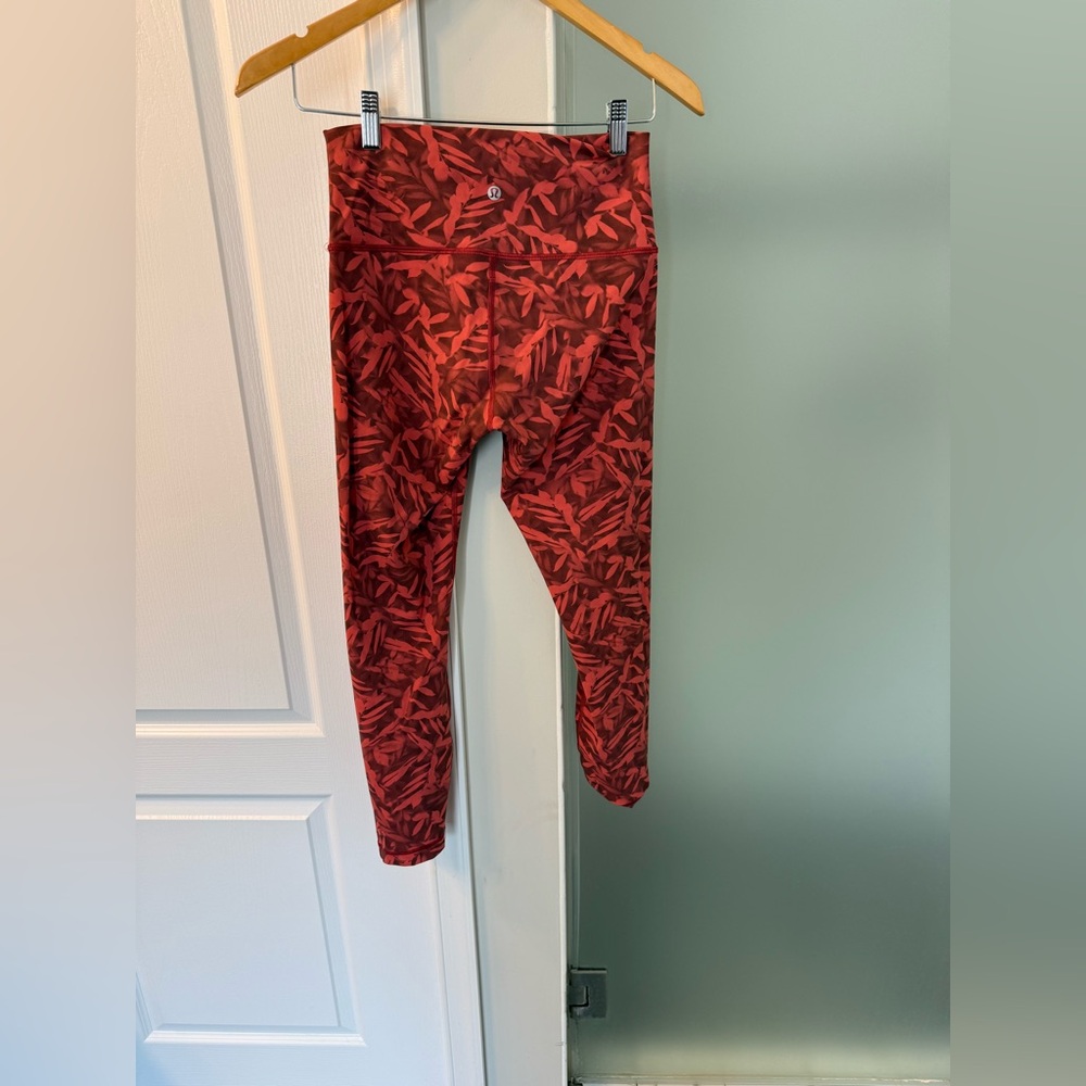 Red Patterned High-Waist Performance Leggings - image 4